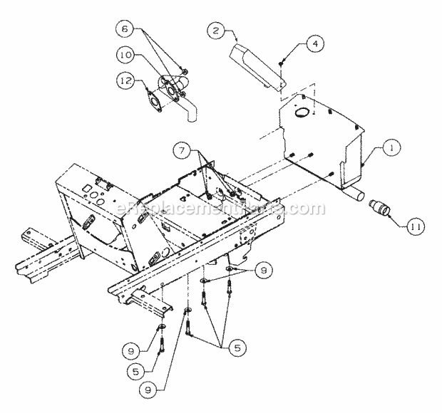 Engine Mounting And Muffler Diagram and Parts List for LT2138 13A-214F710 Cub Cadet Lawn Tractor